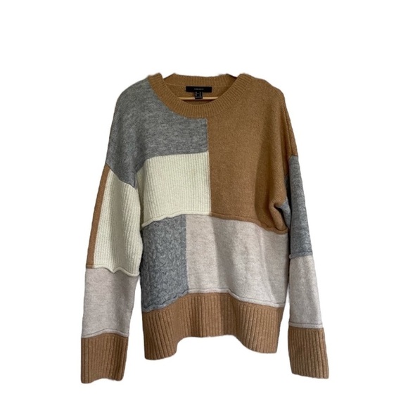 FOREVER 21 Oversized Colorblock Born to be Sassy Patched Sweater Size Medium - Picture 4 of 9